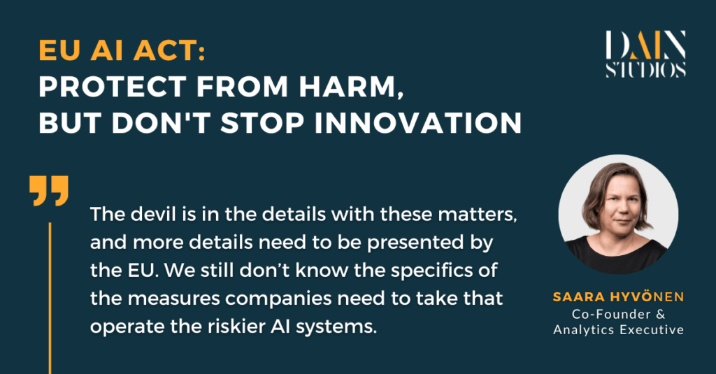 EU AI Act: Protect from harm, but don’t stop innovation