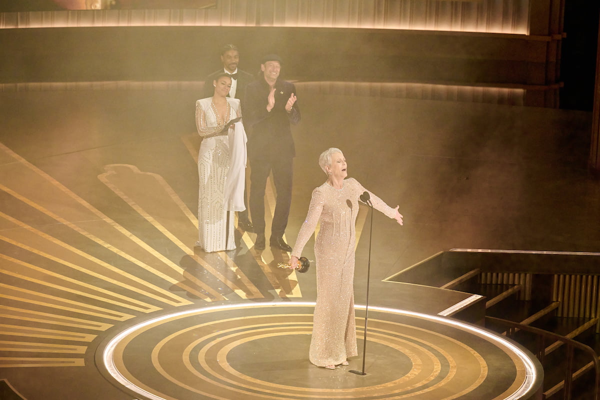 Jamie Lee Curtis accepts the Oscar® for Actress in a Supporting Role during the live ABC telecast of the 95th Oscars® at the Dolby® Theatre at Ovation Hollywood on Sunday, March 12, 2023.